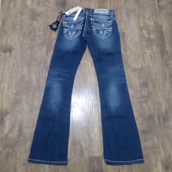 Rock Revival Women's 26 Bootcut Heather Embellished Studs Rhinestones NWT - Picture 3 of 13